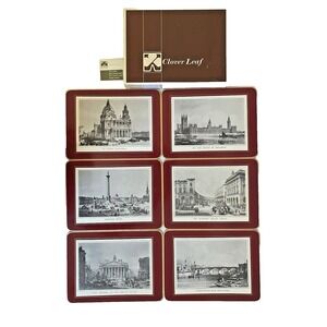 Set of 6 Clover Leaf Table‎ Place Mats Old Views of London Cork 11.25"x8.25"